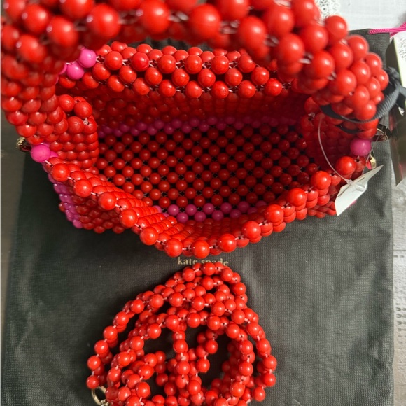 Kate Spade Vibrant Red and Pink Beaded Crossbody Mini Bag - Picture 3 of 14